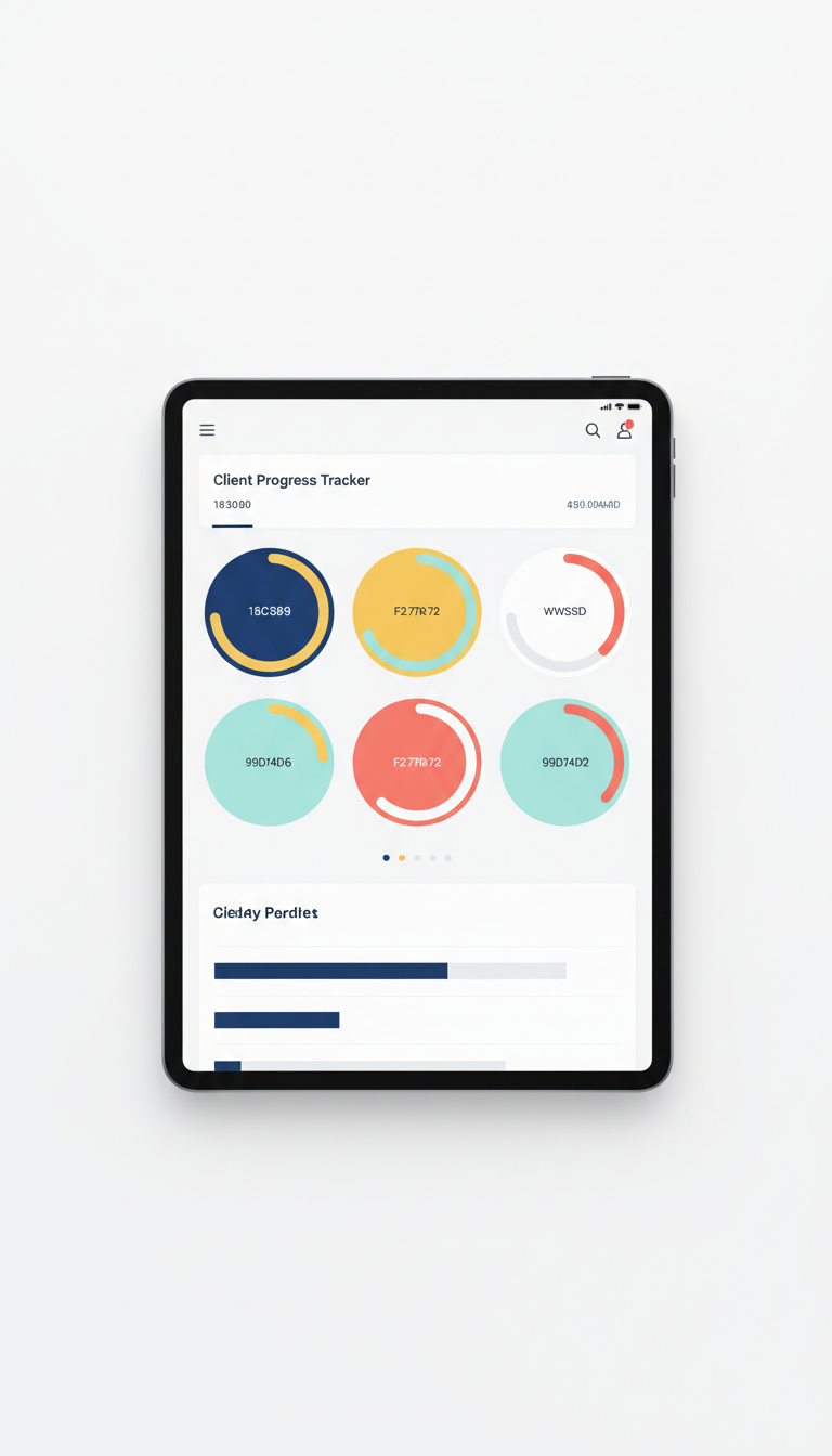 Client progress tracker app interface with real-time feedback